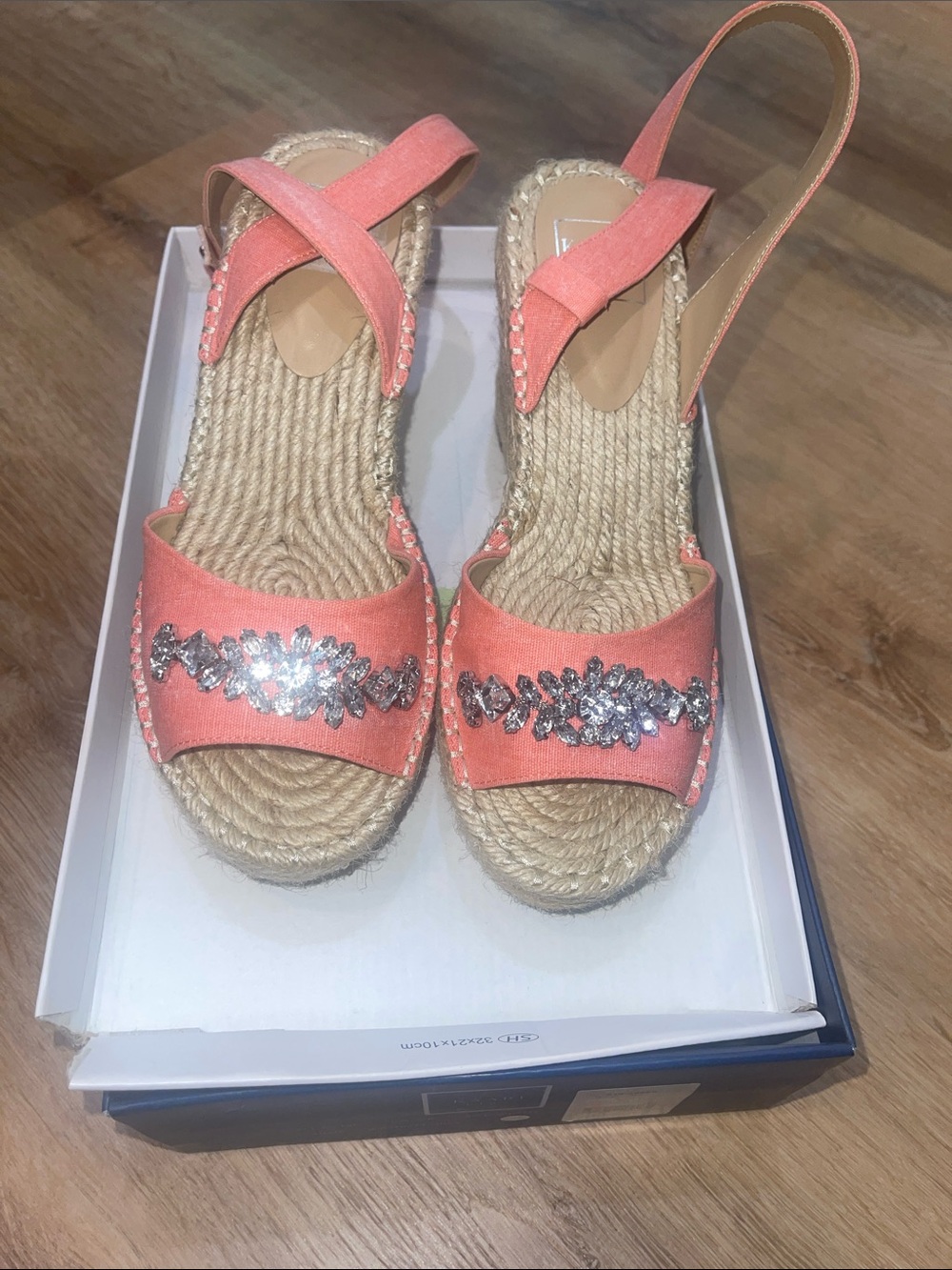 Kaari Blue Coral Jeweled Slingback Espadrille Sandals